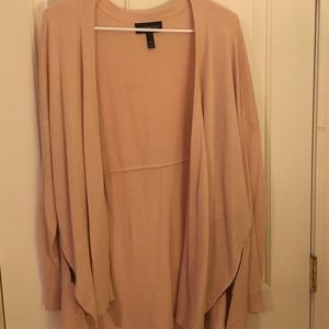Blush colored open front cardigan
